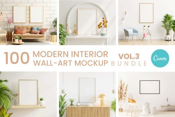 Download 100 Canva Modern Wall Art Mockup Pack P3 - Art mockup Collection