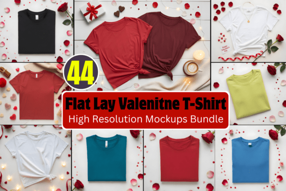 Download Flat Lay Valenitne T-Shirt Mockups Bundl - Mockups Collection