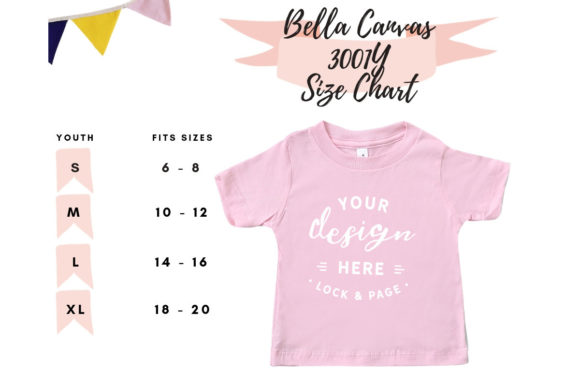 Download Bella Canvas 3001Y Size Chart Mockup - Art mockup Collection