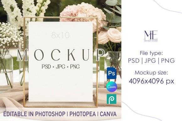 Download 8x10 Table Sign Mockup PSD PNG, Wedding - Mockup psd Collection