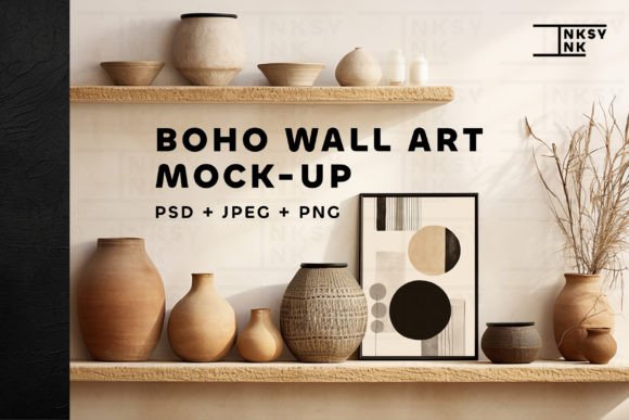 Download Boho Wall Art Mockup | Picture Frame PSD - Art mockup Collection