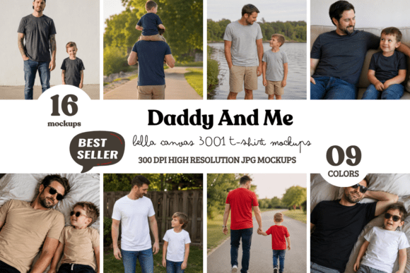 Download Bella Canvas 3001 Daddy and Me Mockups - Mockups Collection