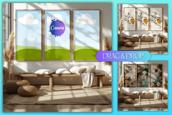 Download Set of 3 Frame Mockup Canva Template - Set of 3 frame mockup Collection