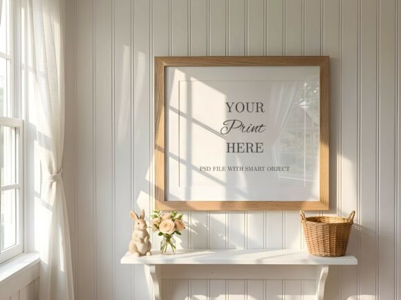 Download White Shelf Horizontal Frame Mockup PSD - Mockup psd Collection