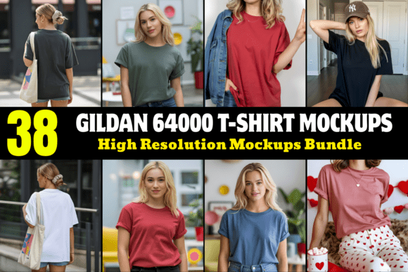 Download Gildan 64000 T-Shirt Mockups Bundle - Mockups Collection