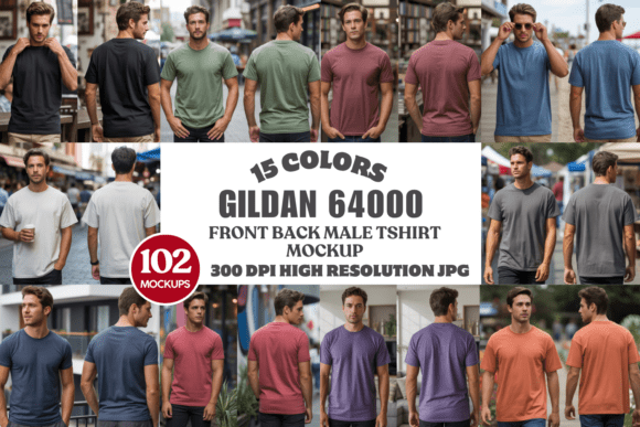 Download Gildan 64000 Front &amp; Back Tshirt Mockups - Mockups Collection