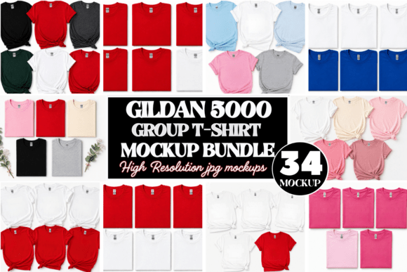 Download Gildan 5000 Group T-Shirt Mockup Bundle - Premium Resources