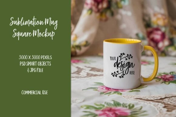 Download Yellow Accent Cottagecore Mug Mockup PSD - Mockup psd Collection