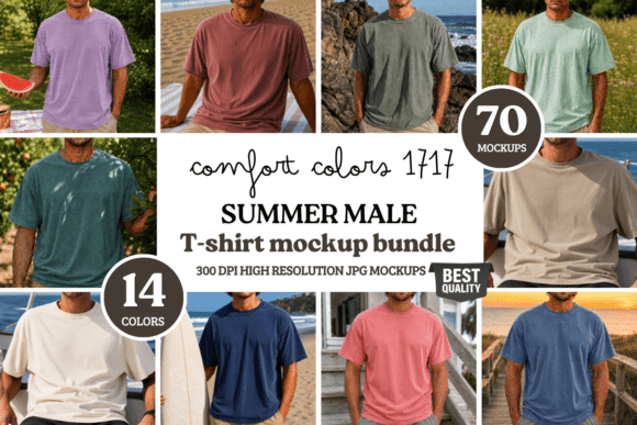 Download Comfort Colors C1717 Summer Male Mockups - Mockups Collection