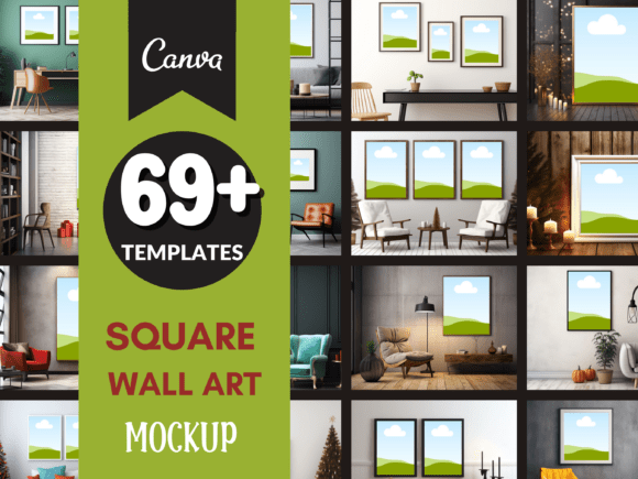 Download 69 Square Wall Art Mockup Graphic Bundle - Art mockup Collection