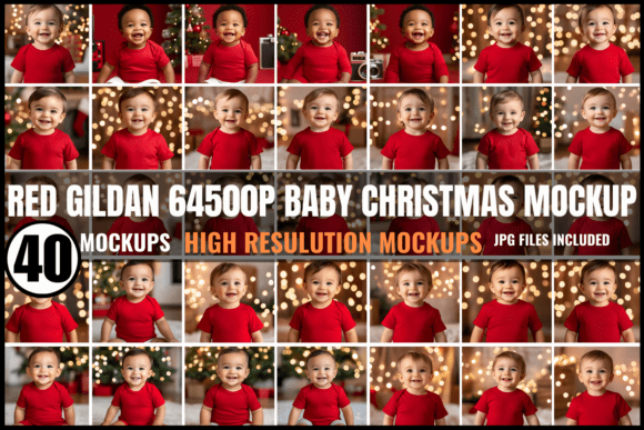 Download Red Gildan 64500P Baby Christmas Mockups - Mockups Collection