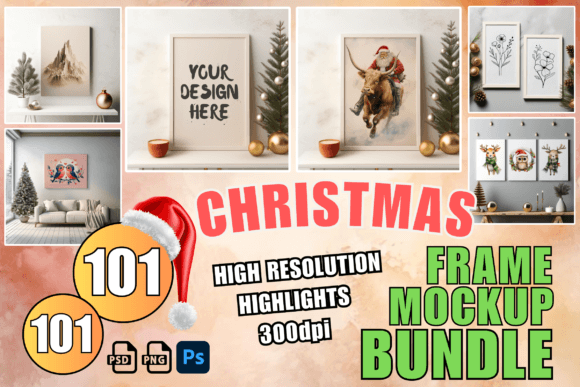 Download Christmas Frame Mockup PSD Canvas&nbsp; - Mockup psd Collection
