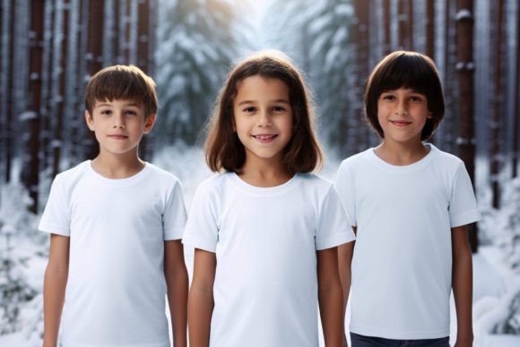 Download Kids White T-Shirt Mockups in Winter - Mockups Collection