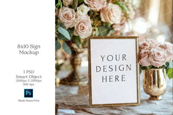 Download Blush Roses Gold 8x10 Sign Mockup PSD - Mockup psd Collection