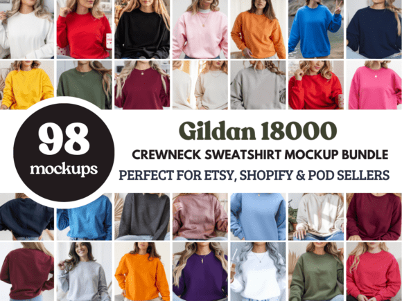 Download Gildan 18000 Crewneck Sweatshirt Mockups - Mockups Collection