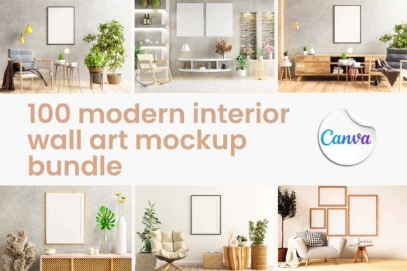 Download 100 Canva Modern Wall Art Mockup Bundle - Art mockup Collection