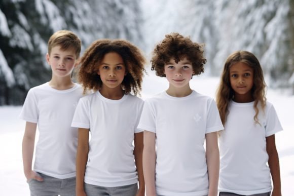 Download Kids White T-Shirt Mockups in Winter - Mockups Collection