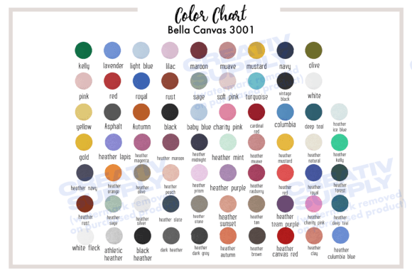 Download Bella Canvas 3001 Color Chart Shirts - T shirts Collection
