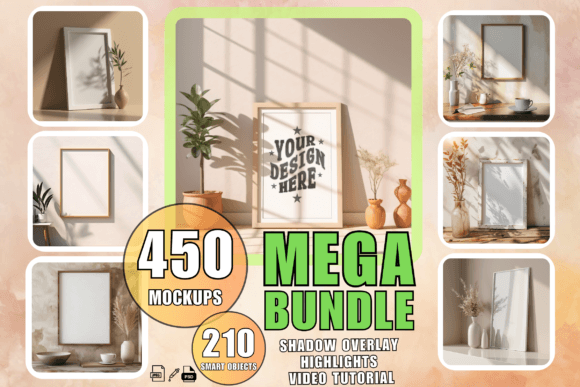 Download Frame Mockup Bundle PSD Wall Art Mockups - Art mockup Collection