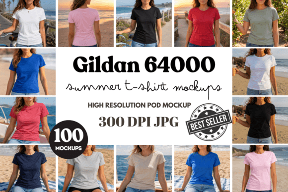 Download Gildan 64000 Summer T-shirt Mockups - Mockups Collection