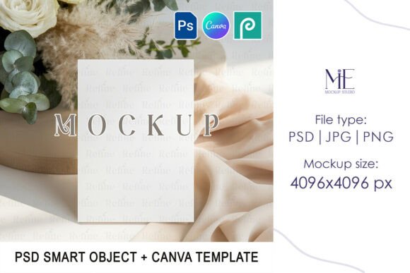 Download Wedding 5x7 Invitation Mockup PSD Canva - Mockup psd Collection