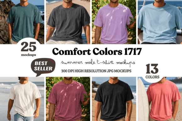 Download Comfort Colors 1717 Summer Male Mockups - Mockups Collection