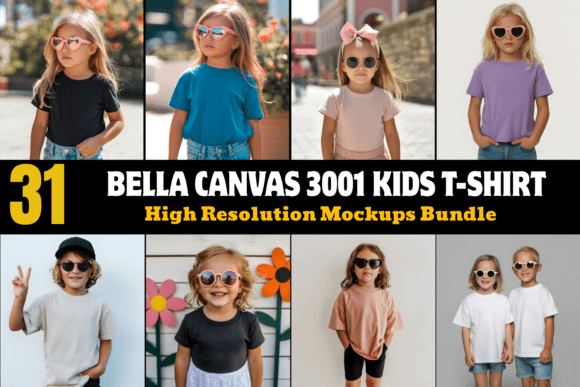 Download Bella Canvas 3001 Kids T-Shirt Mockups - Mockups Collection