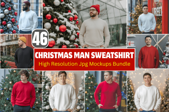 Download Christmas Man Sweatshirt Mockups Bundle - Mockups Collection