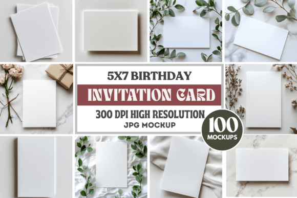 Download 5x7 Birthday Invitation Card Mockups - Mockups Collection